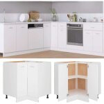 Armoire d'angle basse  lyon  - meuble de rangement blanc 75, 5 x 75, 5 x 81, 5 cm bois d'ingnierie 457215 ...