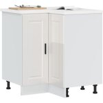 Armoire d'angle de cuisine - meuble de cuisine - armoire de rangement porto blanc brillant bois ing�nierie ...