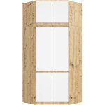 Armoire d'angle avec surmeuble akord s100 ch�ne artisan 100 cm 6 portes fa�ade blanche 100x50x235 cm