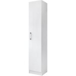 Armoire  balais polyvalente avec une porte rversible. coloris blanc (hauteur 170 cm / largeur 35 cm ...