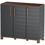 Armoire basse de rangement 3 portes 1 �tag�re 20kg max int�rieur ext�rieur - meuble de rangement anthracite ...