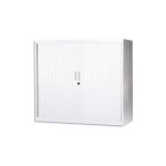 [jamais utilise] armoire basse  rideaux de bureau mti 2 tablettes corps et rideaux blanc 120x105x43cm ...