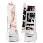 Armoire a bijoux enfant fille, 2 en 1 armoire  bijoux avec miroir pleine longueur, meuble  bijoux sur ...