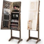 Armoire � bijoux avec miroir led, miroir bijoux led inclinable, �clairage 3 couleurs, luminosit� r�glable, ...