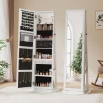 Armoire  bijoux avec miroir pivotante  360, meuble de rangement 3 - en - 1 pour cosmtiques, placard ...