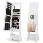 Costway - armoire  bijoux avec miroir pleine longueur, organisateur de bijoux avec miroir & lumires ...