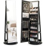 Armoire � bijoux avec miroir pleine longueur rotative � 360� avec lumi�re led 3 couleurs - miroir de ...