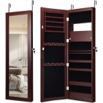 Armoire � bijoux murale avec miroir pleine longueur, avec lumi�res led automatiques miroir int�gr�, serrure ...