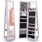 Armoire  bijoux pivotante  360 degrs sur pieds, avec grand miroir psych et etagre de rangement  ...