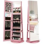 Armoire � bijoux pivotante � 360�, rangement bijoux design 3 en 1 , organisateur de bijoux, rose