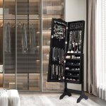 Armoire � bijoux sur pied, armoire de rangement, 2 organiseurs cosm�tiques amovibles, rangement compartiment�, ...