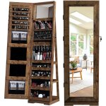 Armoire à bijoux sur pied, armoire de rangement cosmétiques avec miroir plein longueur, rangement bijoux ... Armoire à bijoux sur pied, armoire de rangement cosmétiques avec miroir plein longueur, rangement bijoux ...