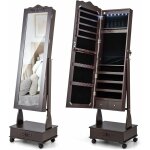 Armoire à bijoux sur pied à roulettes verrouillables avec miroir pleine longueur, lumières led, serrure ... Armoire à bijoux sur pied à roulettes verrouillables avec miroir pleine longueur, lumières led, serrure ...