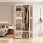 Armoire - billia - pliable - 6 portes - 10 compartiments - blanc