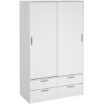 Armoire - blanc mat - 2 portes coulissantes - 4 tiroirs - l121, 2 x p60, 25 x h200 cm - ontario