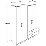 Iperbriko - armoire blanche 120x170 4 portes 2 tiroirs