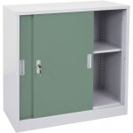Dcoshop26 - armoire de bureau en acier avec portes coulissantes verrouillables 90x90x45 cm vert 040006410 ...