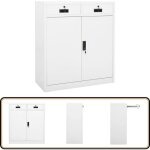 Armoire de bureau blanc 90x40x102 cm acier - meuble de bureau - armoire de rangement - classeur - armoire ...