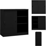 Armoire de bureau avec porte coulissante noir 90x40x90 cm acier - armoire de bureau - meuble de rangement ...