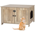 Armoire cache - liti�re relaxdays, serrure, cloison, entr�e, h x l x p 46 x 78, 5 x 44, 5 cm, marron