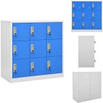 Armoire  casiers gris clair et bleu 90x45x92, 5 cm acier - armoire  casiers - meuble de rangement - ...