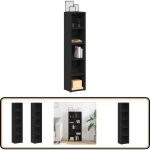Armoires  cd 2 pcs noir 21x16x93, 5 cm agglomr - meuble rangement cd - bibliothque cd - tagre cd ...