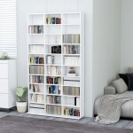 Armoire � cd - �tag�re range cd - meuble de rangement blanc 102x16x177, 5 cm bois d'ing�nierie 835089 ...