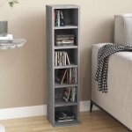 Armoire � cd - �tag�re range cd - meuble de rangement sonoma gris 21x20x88 cm bois d'ing�nierie 836846 ...