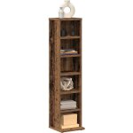 Armoire  cd - tagre range cd - meuble de rangement vieux bois 21x20x88 cm bois d'ingnierie 166007 ...