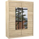 Les tendances - armoire de chambre 2 portes coulissantes naturel et miroir dova 150cm Les tendances - armoire de chambre 2 portes coulissantes naturel et miroir dova 150cm