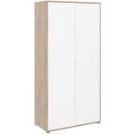 Armoire de chambre - d�cor blanc et chene - 2 portes battantes - l100 x p50, 2 x h204, 3 cm - aalborg ...