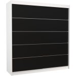 Armoire chambre adulte blanche et noir 2 portes coulissantes yvona 200cm
