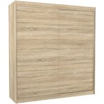 Armoire chambre adulte bois clair 2 portes coulissantes terika 200cm Armoire chambre adulte bois clair 2 portes coulissantes terika 200cm