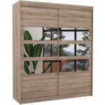 Armoire de chambre à coucher 2 portes coulissantes bois truffe et 6 miroirs horizontaux dolena 180cm Armoire de chambre à coucher 2 portes coulissantes bois truffe et 6 miroirs horizontaux dolena 180cm