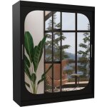 Les tendances - armoire de chambre design noir 2 portes coulissantes avec miroir ibizo 180cm