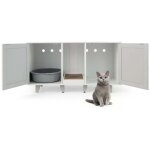 Northix - armoire pour chat pour toilettes pour chat avec 2 portes griffoir entree 120 x 52 x 65 cm gris ... Northix - armoire pour chat pour toilettes pour chat avec 2 portes griffoir entree 120 x 52 x 65 cm gris ...