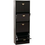 Armoire  chaussures hhg - 602, meuble  chaussures, 4 compartiments  clapets, mdf mlamin, mtal, ...