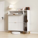 Armoire � chaussure, meuble � chaussure 18 paires, rangement chaussure, 2 portes, 110x24x118 cm, etag�re ...