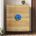 Armoire � chaussures et vitrine 2 en 1 avec �tag�res r�glables, commode � chaussures avec 4 portes, meuble ...