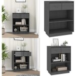 Vidaxl - armoire console gris 60x34x75 cm bois de pin solide - buffet - meuble tv - commode - armoire ...