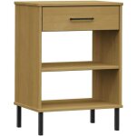 Armoire console?table d'appoint?bout de canap� avec pieds en m�tal marron bois pin massif oslo cfw63944 ...