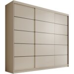 Armoire coulissante 3 portes anly 250cm ? grand dressing moderne et fonctionne - beige Armoire coulissante 3 portes anly 250cm ? grand dressing moderne et fonctionne - beige