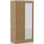 Armoire coulissante bizen avec lames d�cor bois et miroir ? moderne et chaleureux 100 cm - beige - largeur ...