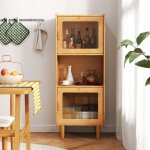 Armoire de cuisine � 3 compartiments ouverts et ferm�s 2 portes en acrylique biblioth�que autoportante ...