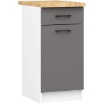 Armoires de cuisine basse akord s40 oliwia blanc 40 cm 1 porte 1 tiroir faade gris graphite 2 tagres ...