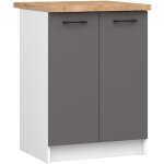Armoires de cuisine basse akord s60 oliwia blanc 60 cm 2 portes faade gris graphite 2 tagres 60x46x85 ...