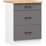 Armoires de cuisine basse akord s60 oliwia blanc 60 cm 3 tiroirs faade gris graphite 60x46x85 cm
