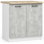 Armoires de cuisine basse akord s80 oliwia blanc 80 cm 2 portes faade bton 2 tagres 80x46x85 cm