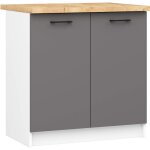 Armoires de cuisine basse akord s80 oliwia blanc 80 cm 2 portes faade gris graphite 2 tagres 80x46x85 ...