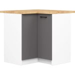 Armoires de cuisine basse akord s90 d'angle oliwia blanc 90 cm 2 portes fa�ade gris graphite 2 �tag�res ...